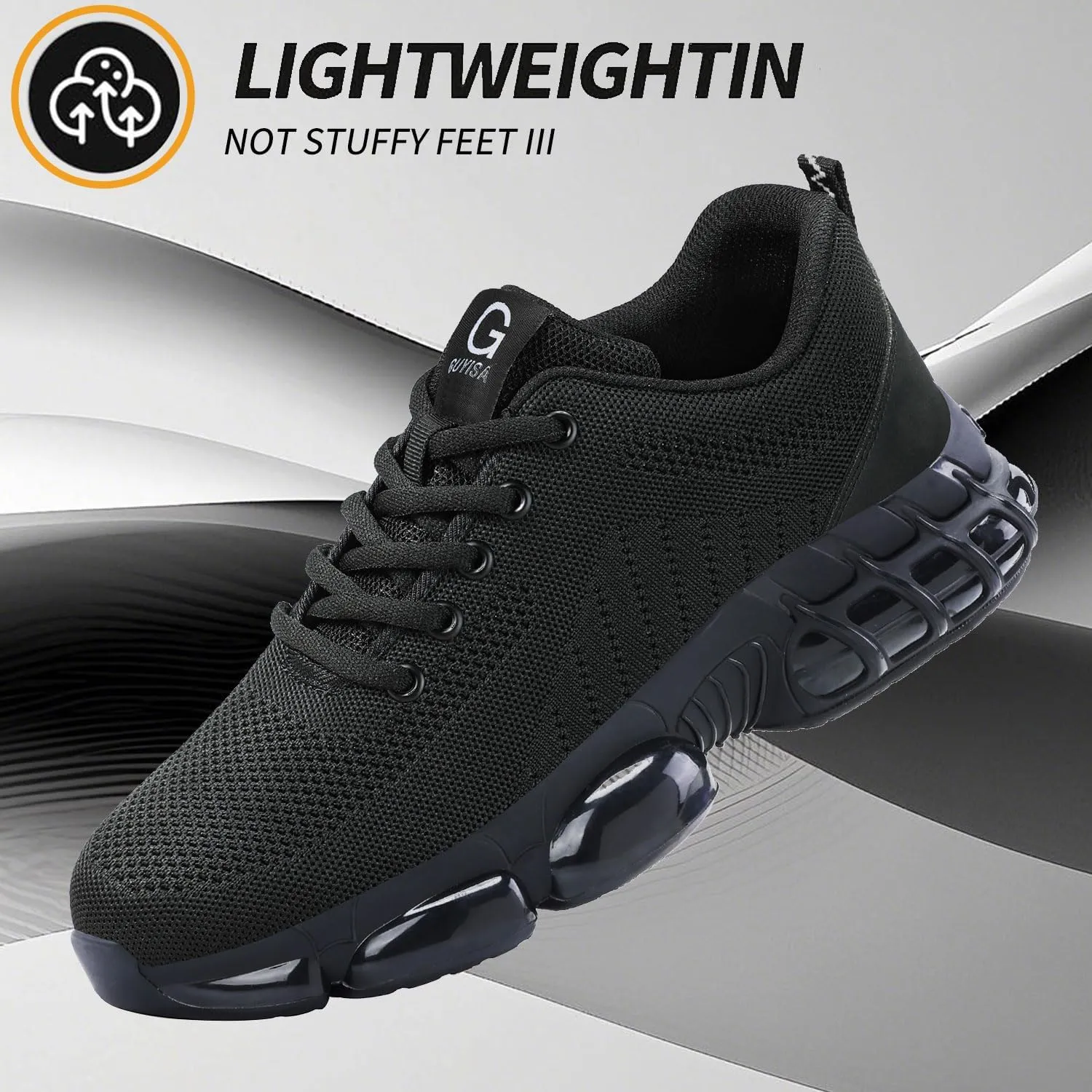 Steel Toe Shoes for Men, Lightweight Work Shoes,Construction Industrial Work Safety Boots, Comfortable Steel Toe Sneakers for Men Women