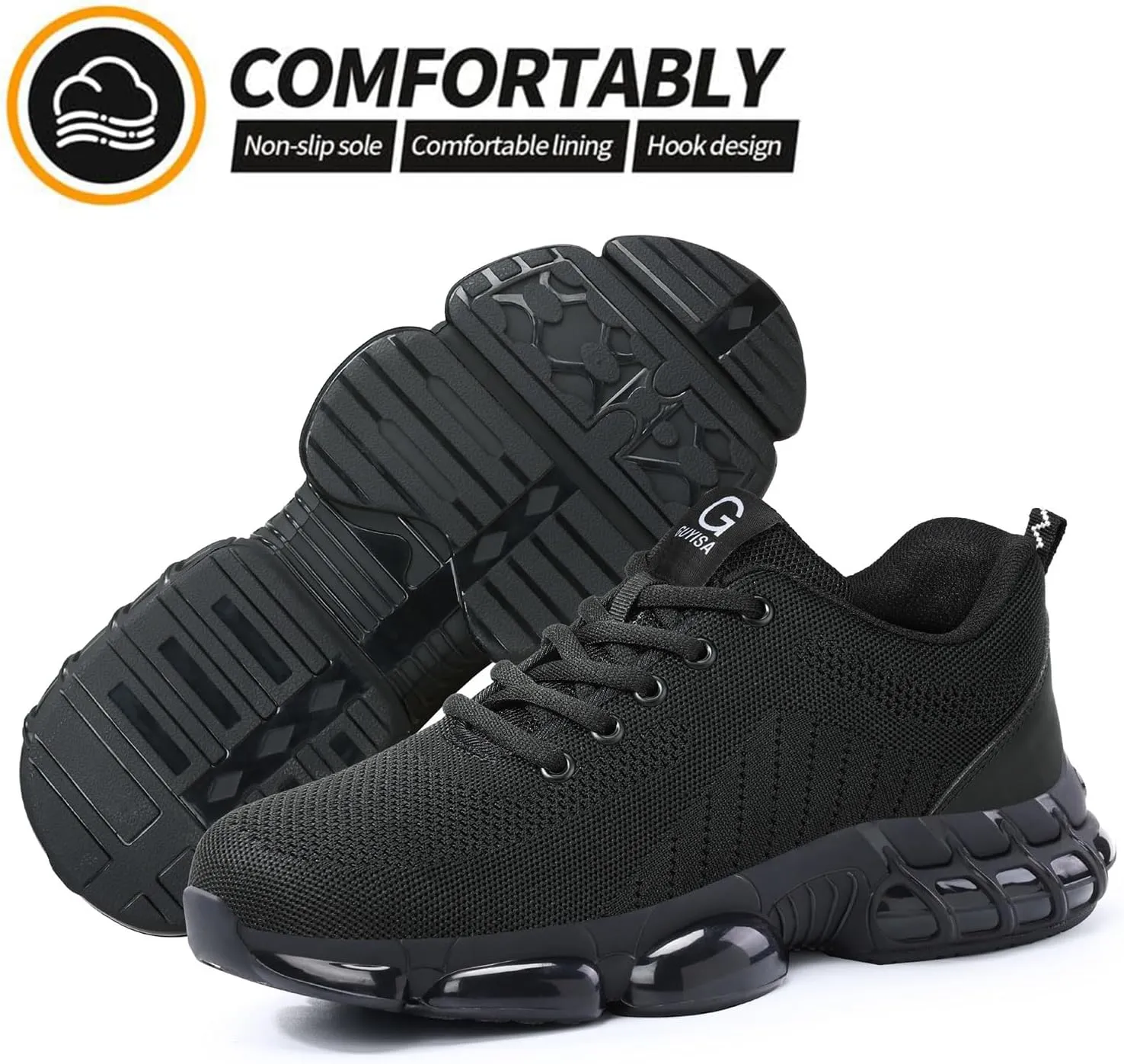 Steel Toe Shoes for Men, Lightweight Work Shoes,Construction Industrial Work Safety Boots, Comfortable Steel Toe Sneakers for Men Women