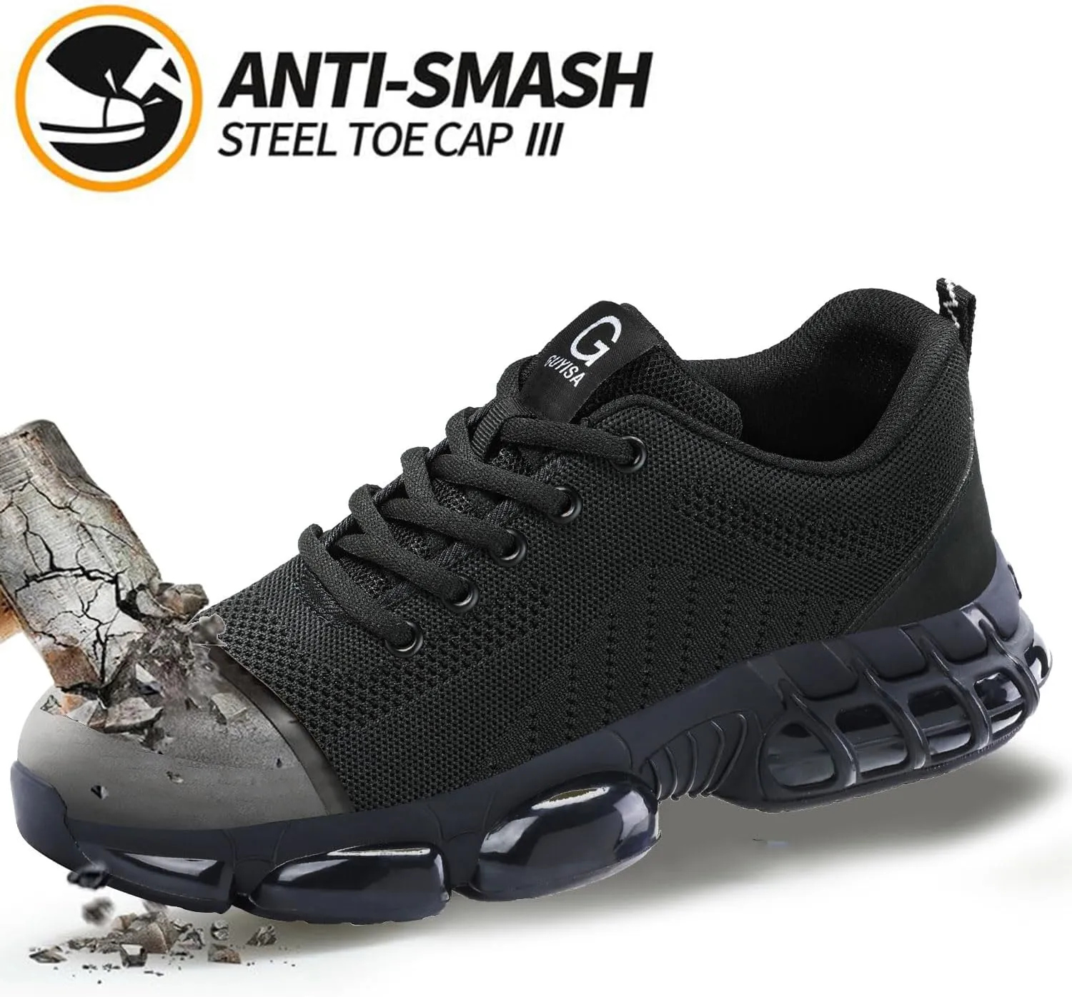 Steel Toe Shoes for Men, Lightweight Work Shoes,Construction Industrial Work Safety Boots, Comfortable Steel Toe Sneakers for Men Women