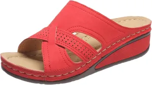 Summer Wedge Sandals for Women 2025 Orthopedic Comfortable Open Toe Dressy Platform Sandal Casual Slip on Walking Fish Arch Support Lightweight Cushion Recovery Slides Plantar Fasciitis