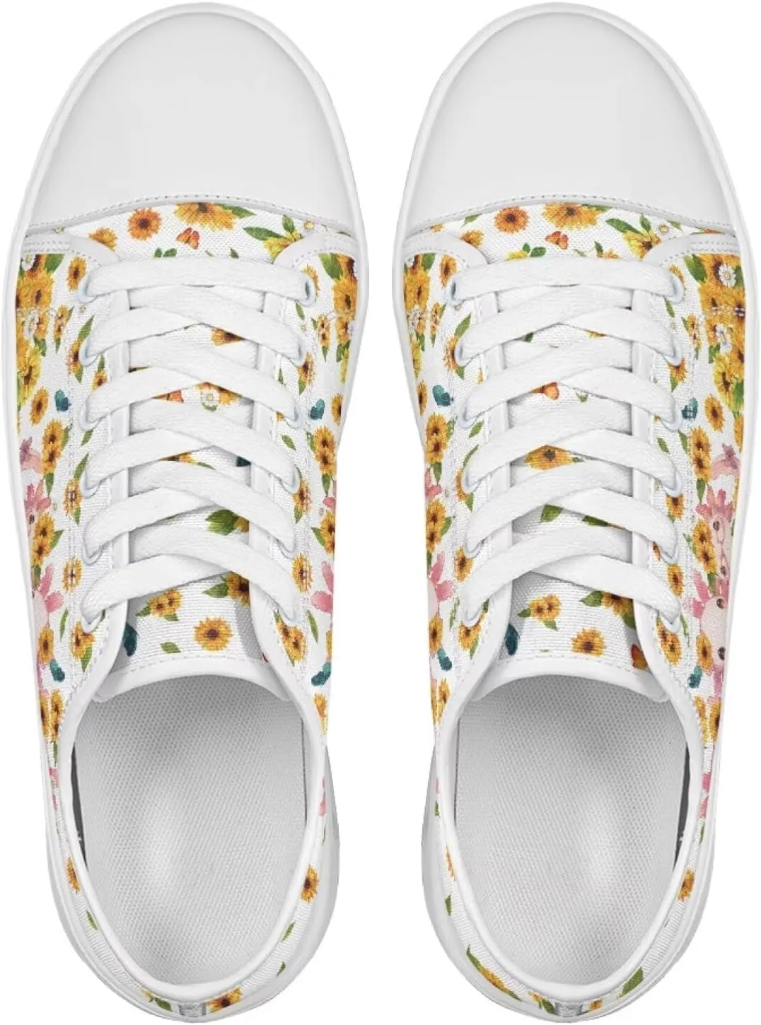 Sunflower Animal Print Women Casual Canvas Slip-On Sneaker Classic Low Top Shoes Lace-Up Platform Tennis Shoes