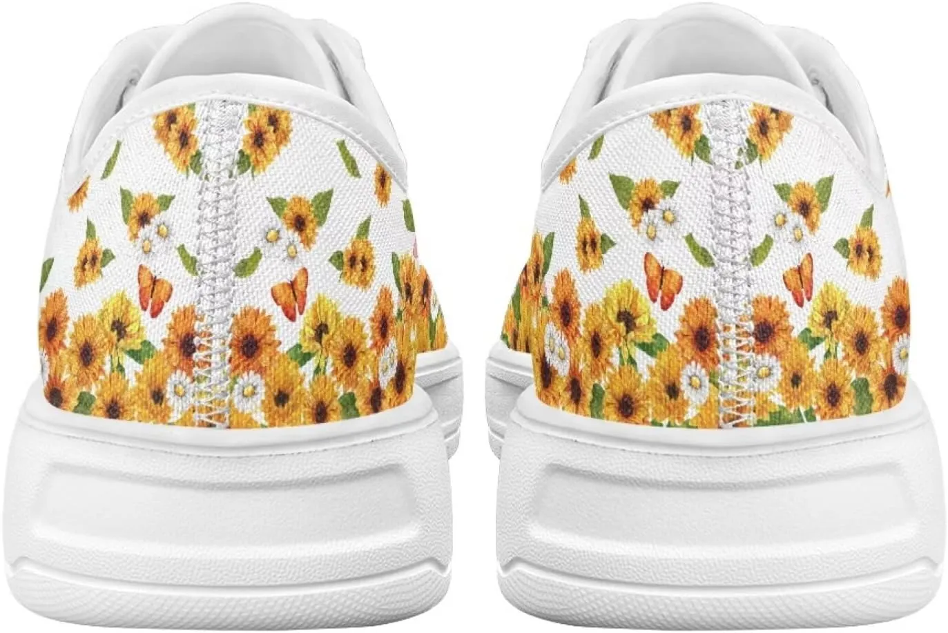 Sunflower Animal Print Women Casual Canvas Slip-On Sneaker Classic Low Top Shoes Lace-Up Platform Tennis Shoes