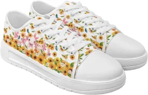 Sunflower Animal Print Women Casual Canvas Slip-On Sneaker Classic Low Top Shoes Lace-Up Platform Tennis Shoes