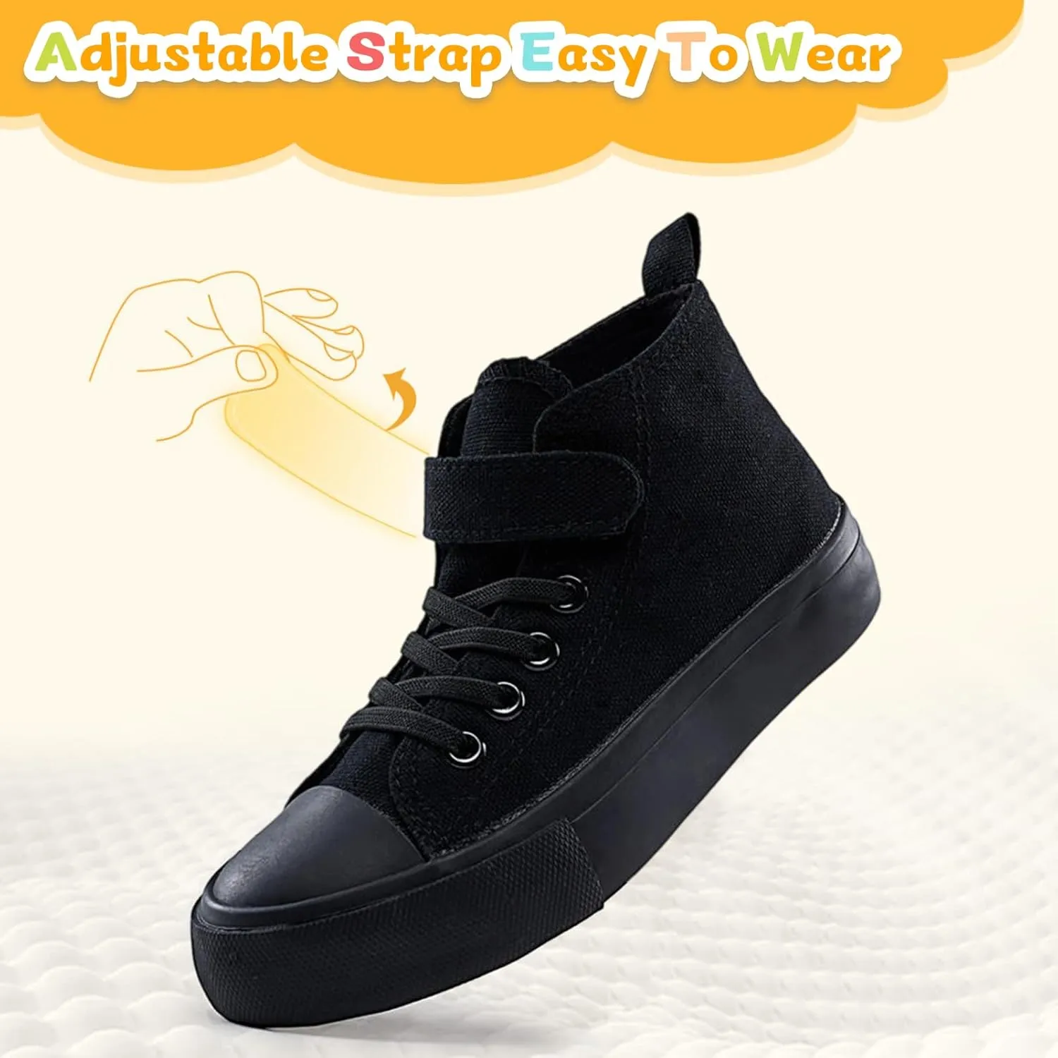 Toddler Shoes for Boys Girls, Kids Canvas Sneakers Classic Adjustable Strap Lace Up Comfortable Lightweight Running Walking Casual Shoes