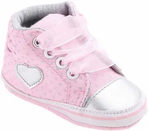 Unisex Baby Boy Girl Canvas Sneaker Love Prints Soft Sole Tulle Shoelaces Lace up Ankle First ?alkers Shoes