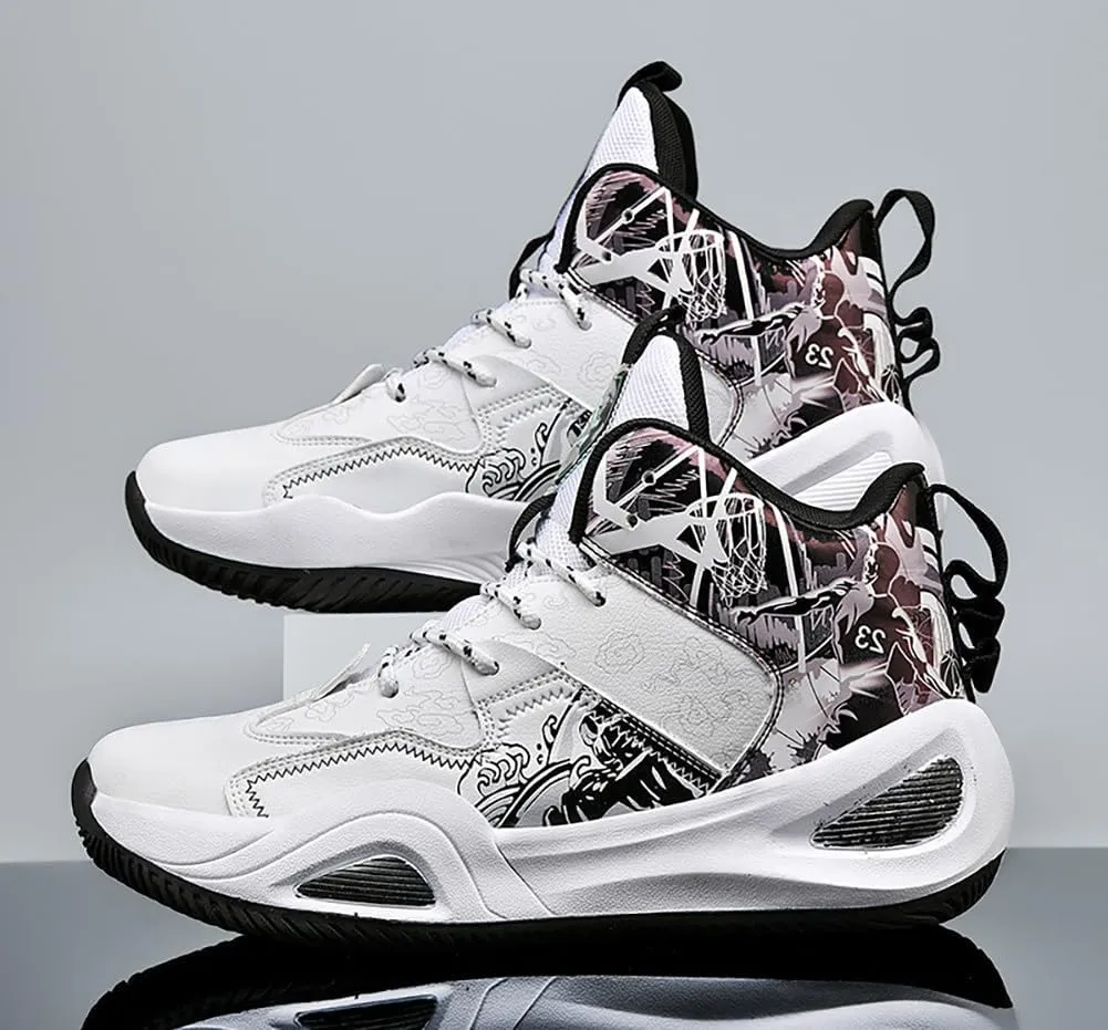 Unisex Fashion High Top Anti Slip Breathable Sneakers Sports Lightweight Running Basketball Shoes