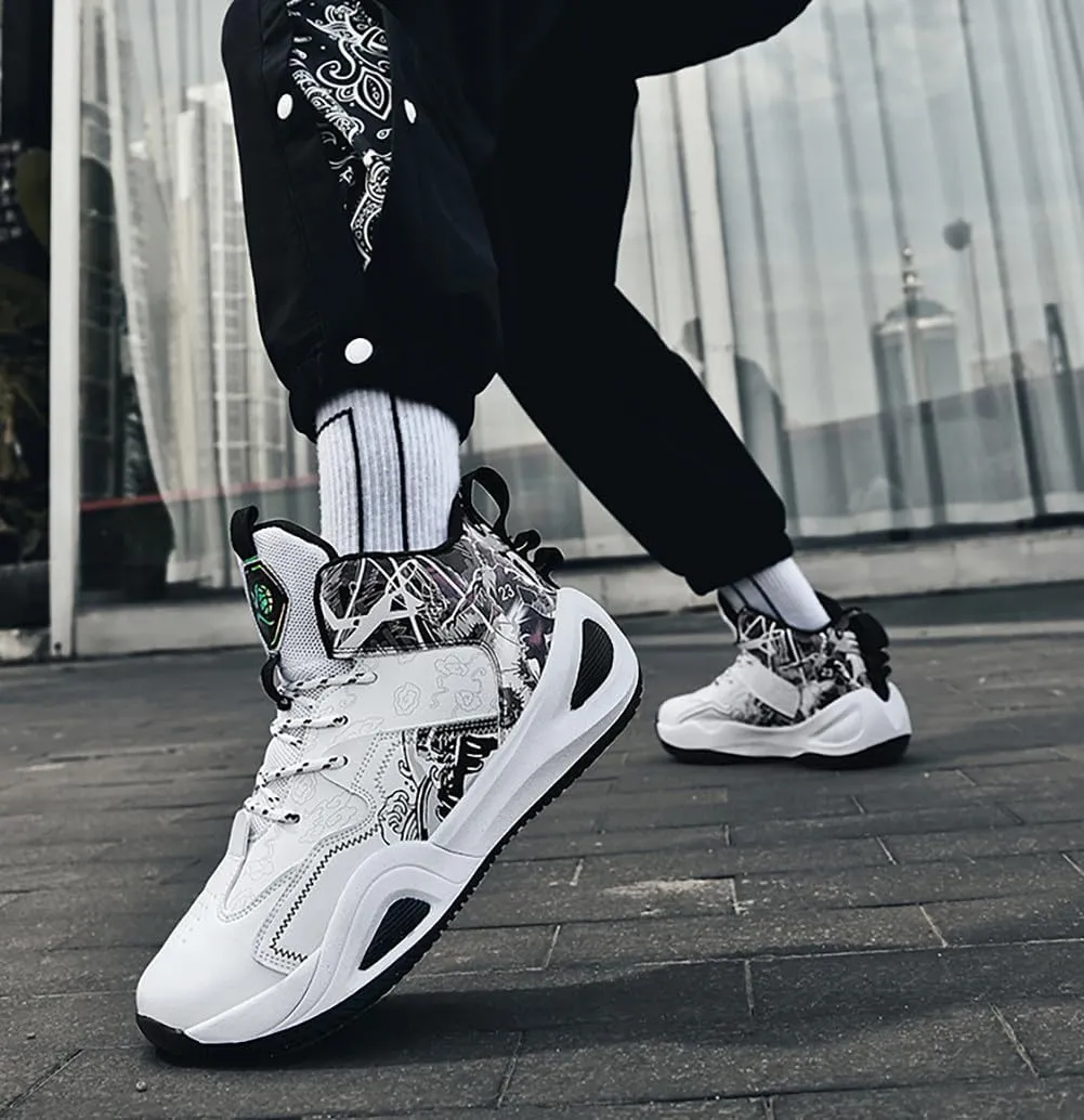 Unisex Fashion High Top Anti Slip Breathable Sneakers Sports Lightweight Running Basketball Shoes