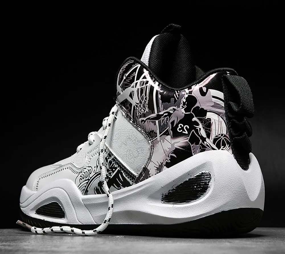 Unisex Fashion High Top Anti Slip Breathable Sneakers Sports Lightweight Running Basketball Shoes