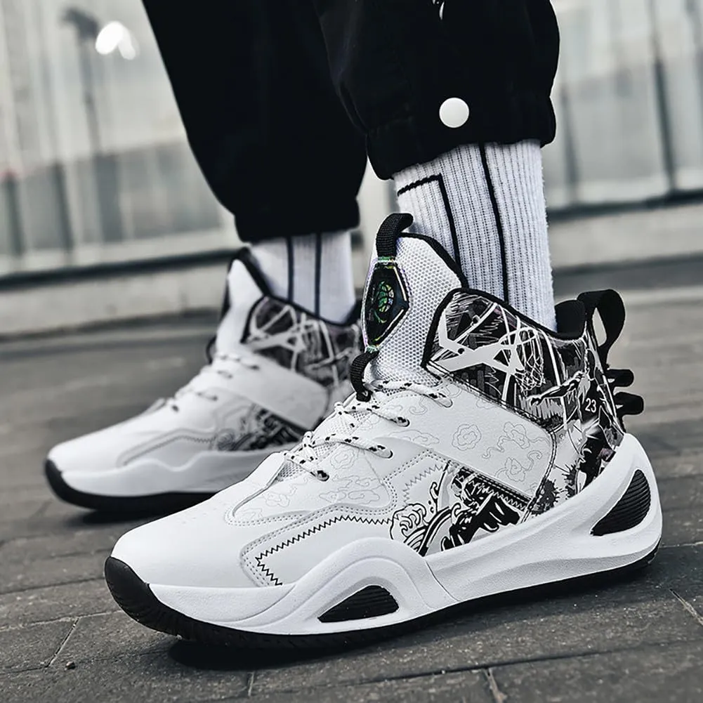 Unisex Fashion High Top Anti Slip Breathable Sneakers Sports Lightweight Running Basketball Shoes