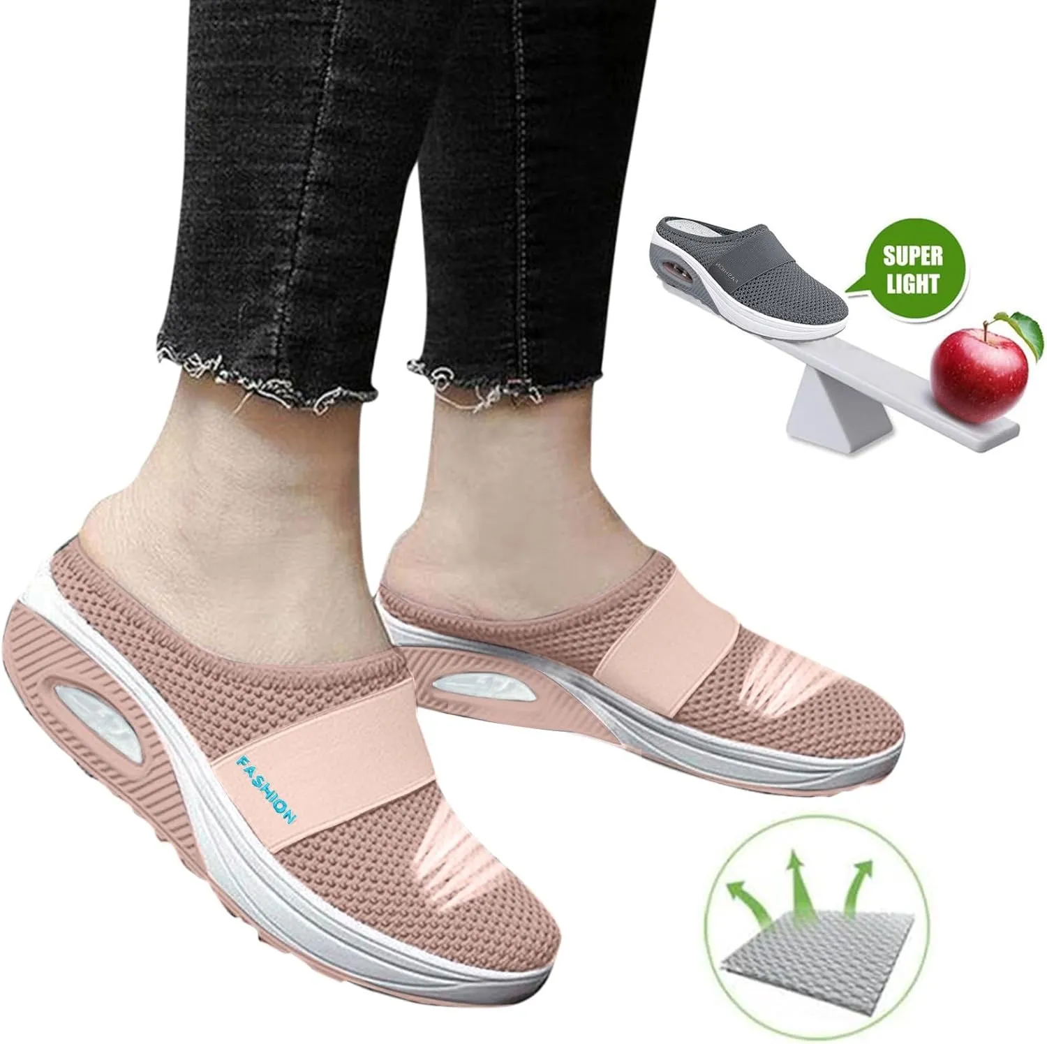 Walking Sandals Women Comfort Dressy Slip On Mules Slip-On Breathable Slippers Closed Toe Slides Orthopedic Shoes