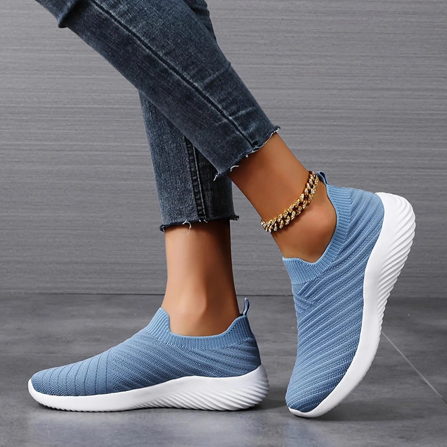 Walking Shoes Women Comfort Slip On Walking Shoes Casual Comfortable Lightweight Breathable Mesh Sock Shoe