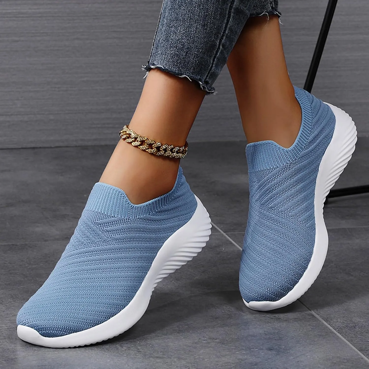 Walking Shoes Women Comfort Slip On Walking Shoes Casual Comfortable Lightweight Breathable Mesh Sock Shoe