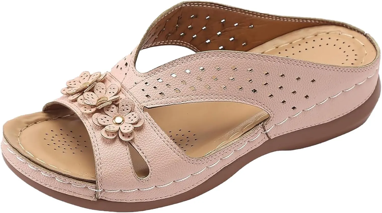 Wedge Sandals for Women 2025 Slip On Dressy Summer Comfortable Slip On Walking Sandals Flowers Wide Width Cross Strap Dress Shoes