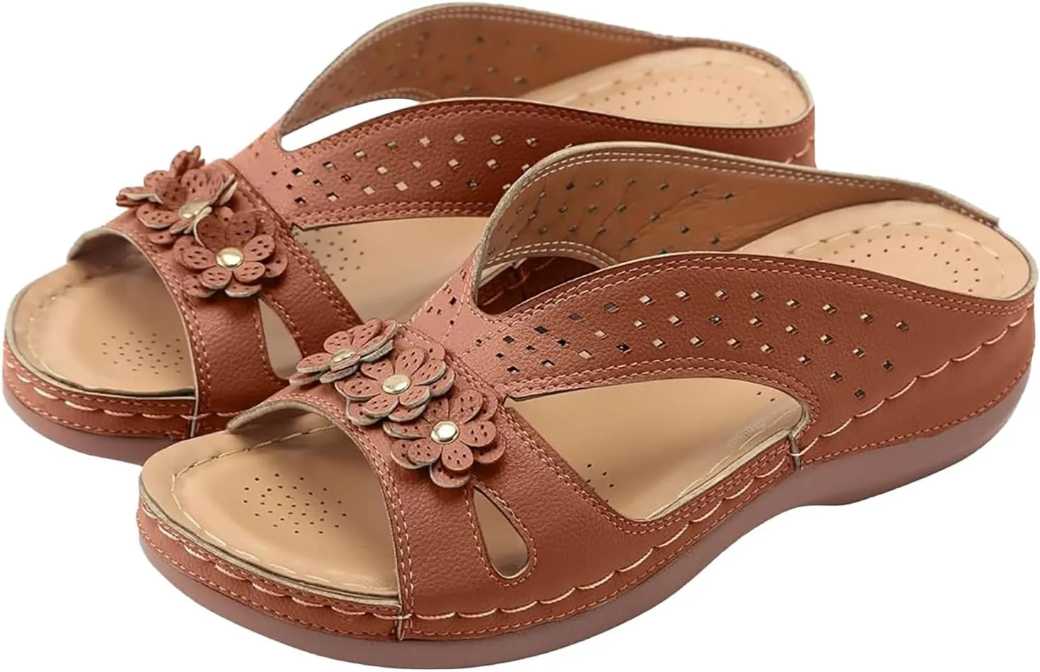 Wedge Sandals for Women 2025 Slip On Dressy Summer Comfortable Slip On Walking Sandals Flowers Wide Width Cross Strap Dress Shoes