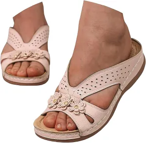 Wedge Sandals for Women 2025 Slip On Dressy Summer Comfortable Slip On Walking Sandals Flowers Wide Width Cross Strap Dress Shoes