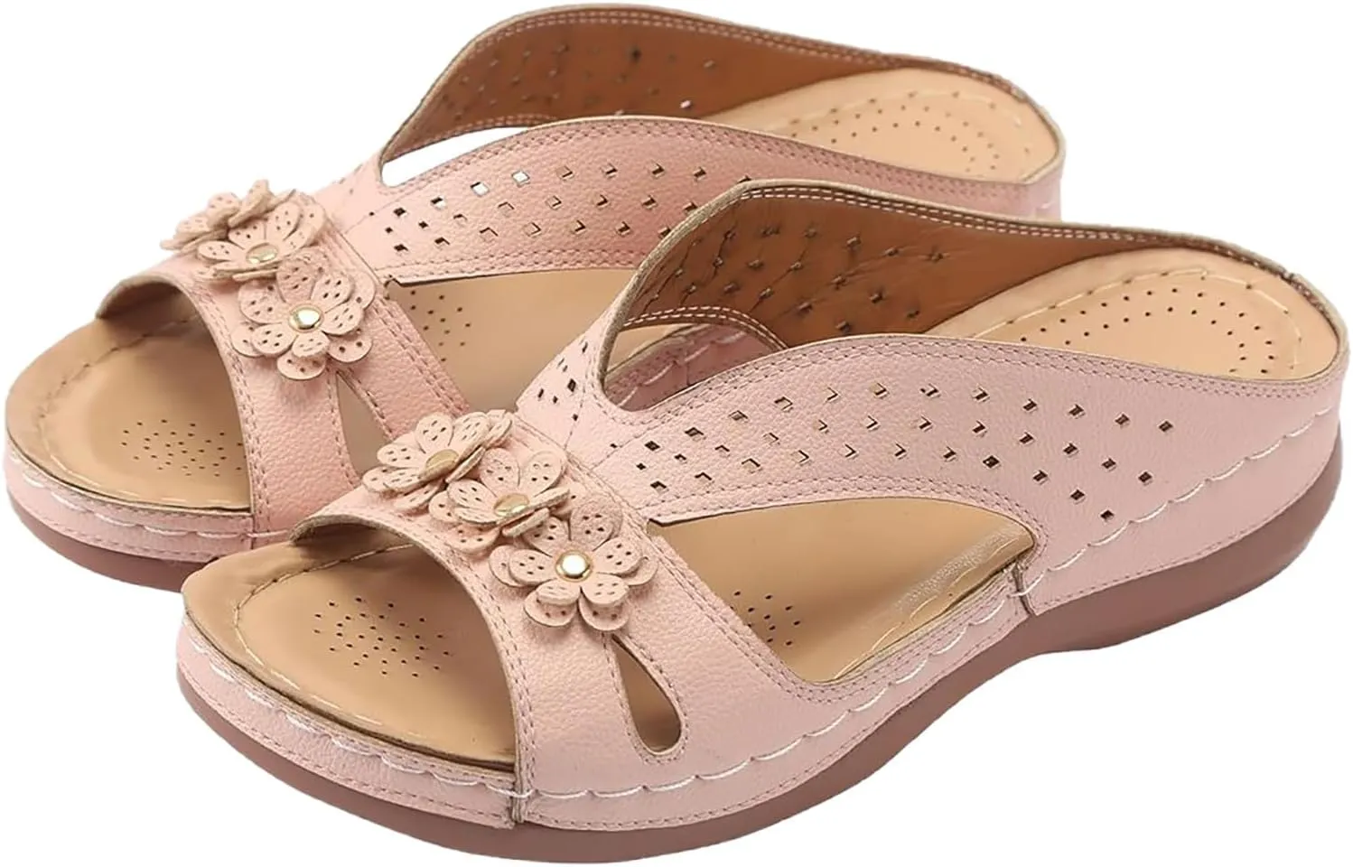Wedge Sandals for Women 2025 Slip On Dressy Summer Comfortable Slip On Walking Sandals Flowers Wide Width Cross Strap Dress Shoes