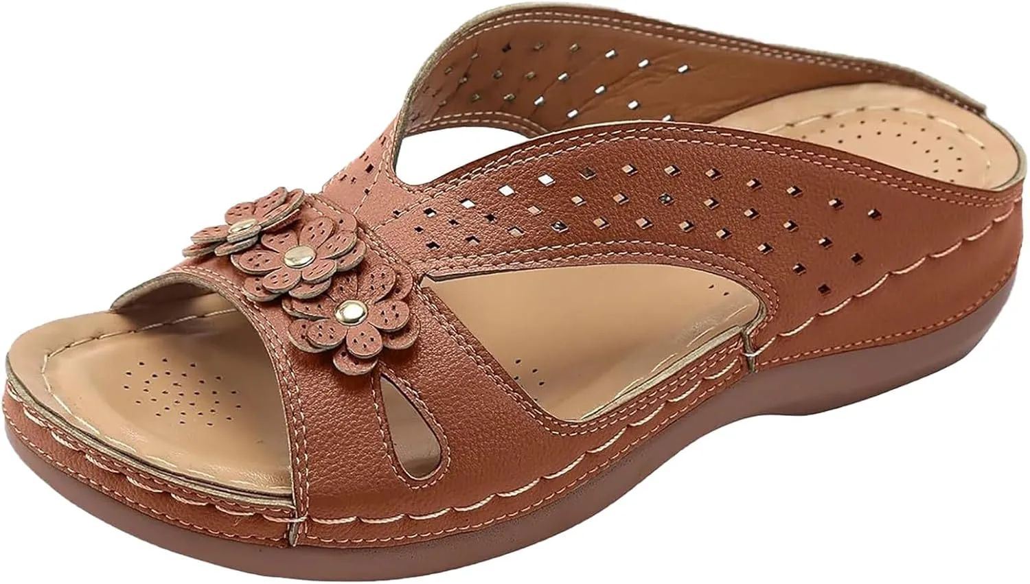 Wedge Sandals for Women 2025 Slip On Dressy Summer Comfortable Slip On Walking Sandals Flowers Wide Width Cross Strap Dress Shoes