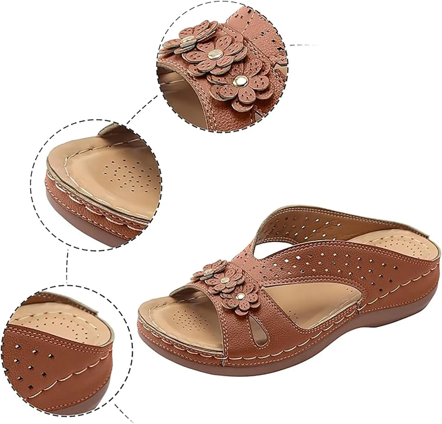 Wedge Sandals for Women 2025 Slip On Dressy Summer Comfortable Slip On Walking Sandals Flowers Wide Width Cross Strap Dress Shoes