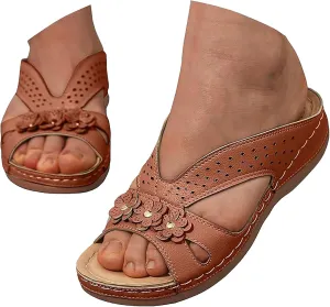 Wedge Sandals for Women 2025 Slip On Dressy Summer Comfortable Slip On Walking Sandals Flowers Wide Width Cross Strap Dress Shoes