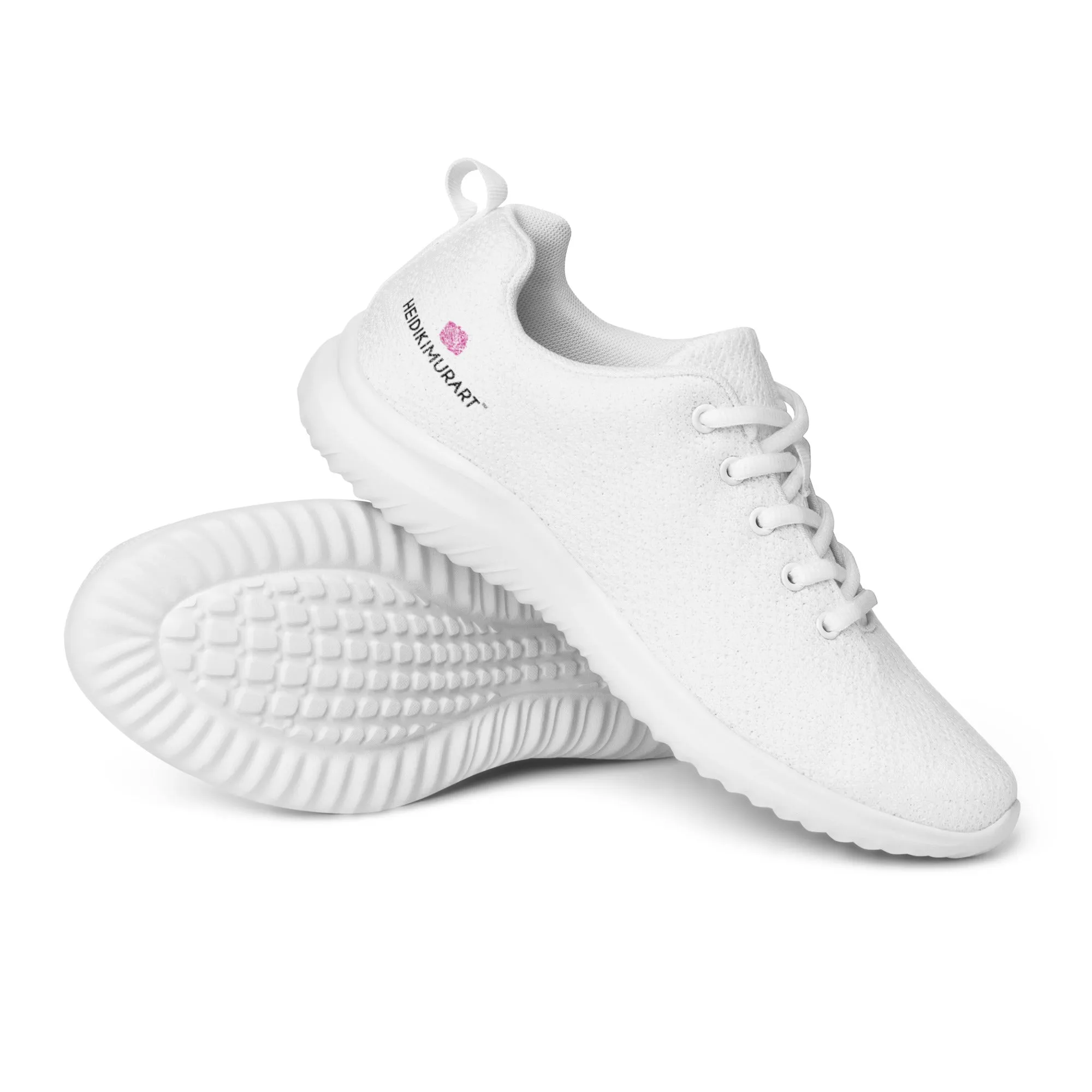 White Solid Color Men's Sneakers, Solid Color Modern Breathable Lightweight Men’s Athletic Shoes (US Size: 5-13)
