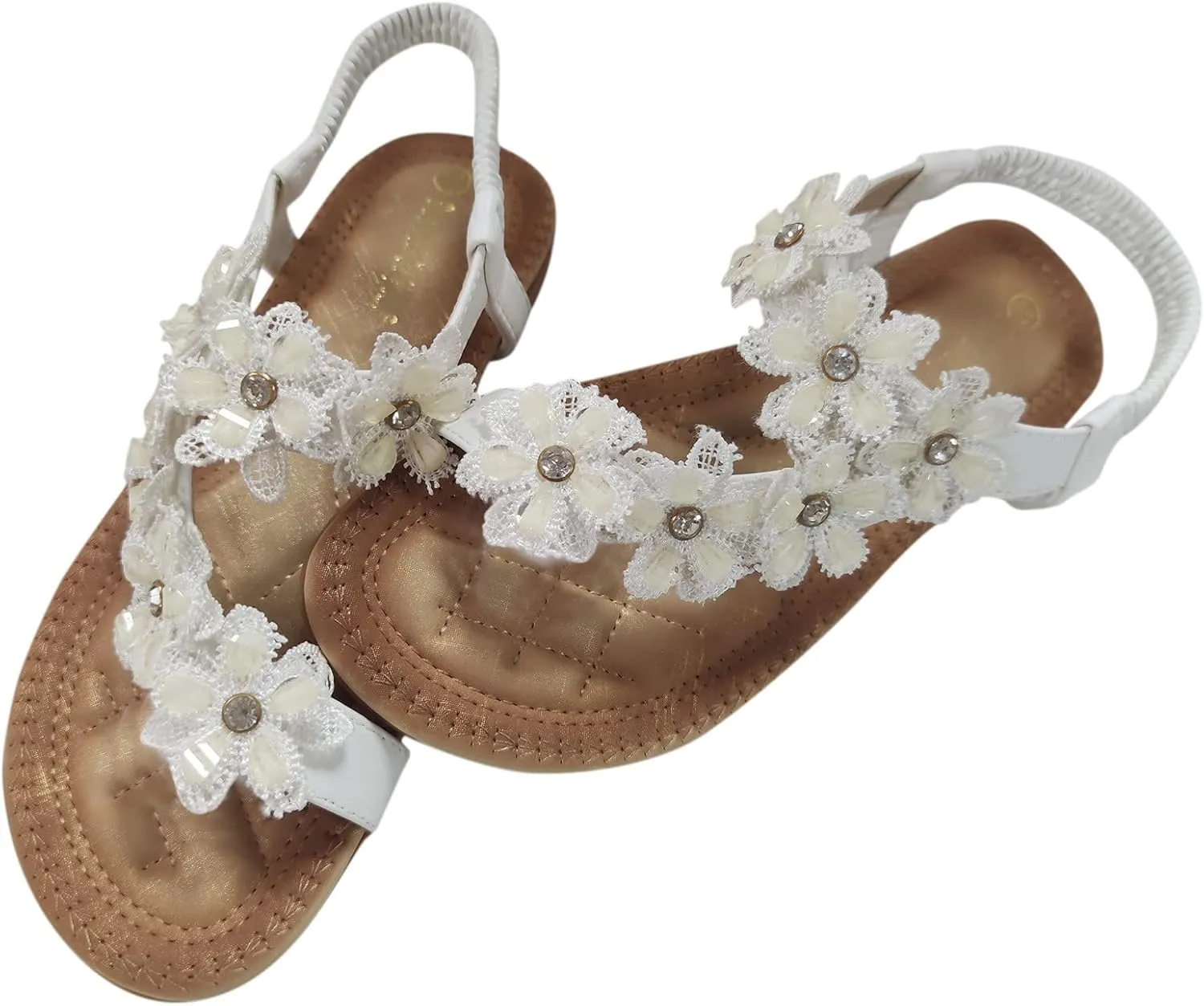 Women Flip Flops Summer Flower Elastic Ankle Strap Ring Toe Sandal Orthopedic Clip Toe Dress Shoes Slip On Casual Shoes