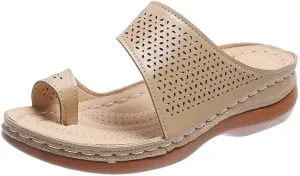Women Low Wedge Heel Sandals Open Toe Lady Work Summer Shoes Comfortable Orthopedic Casual Walking Wedges Platform Flip Flops Arch Support Bunion Breathable Shoes