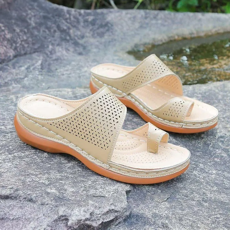 Women Low Wedge Heel Sandals Open Toe Lady Work Summer Shoes Comfortable Orthopedic Casual Walking Wedges Platform Flip Flops Arch Support Bunion Breathable Shoes