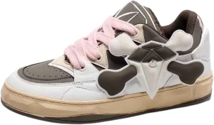 Women Men Aesthetic Chunky Sneakers Streetwear Fashion Comfort Diamond Pattern Padded Platform Shoes Retro Skate Style