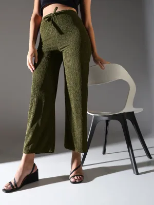 Women Olive Comfort Straight Fit Trousers