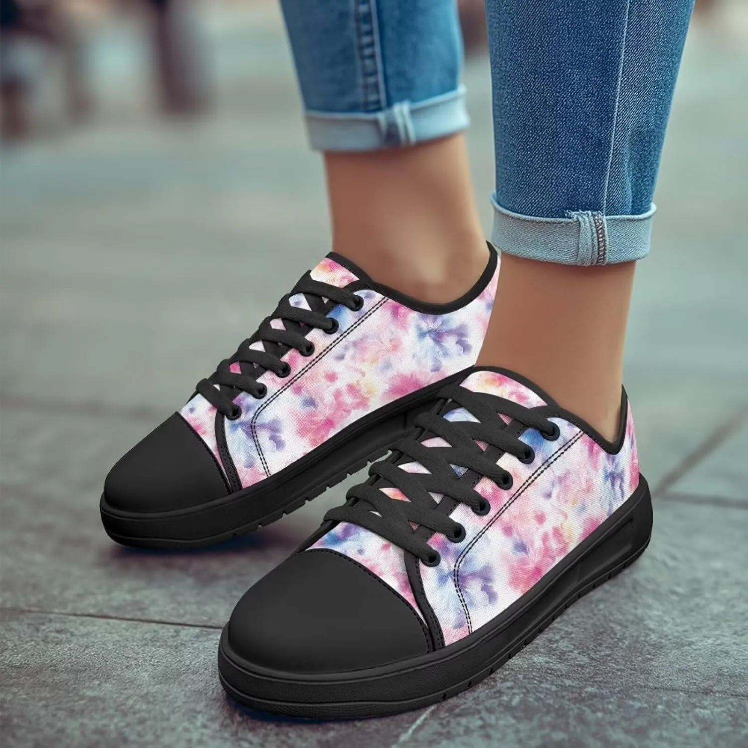 Womens Canvas Shoes 2025 Comfortable Summer Walking Sneakers Flexible EVA Non-Slip Outsole for Casual Outfits Size 6-13.5 Black Sole