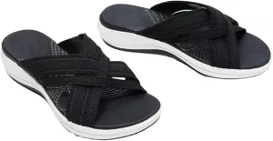 Womens Criss Cross Slippers Soft Cushion Comfortable Walking Sandals Wide Width Slip On Flats Indoor House Slippers Open Toe Orthotic Slides Comfort Wear Orthowear Shoes Lightweight Casual 2025 Dressy