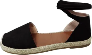Womens Flat Espadrille Closed Toe Sandals Summer Espadrilles Heel Slingback Ankle Buckle Strap Shoes Lace Up Comfy Casual Outdoor Classic Sandals Breathable Lightweight Walking Footwear
