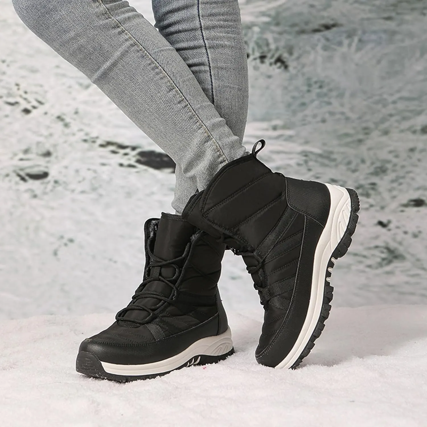 Womens Mens Winter Boots Waterproof Snow Boots Comfortable Ankle Booties Insulated Trekking Trail Climbing Shoes Work Boots