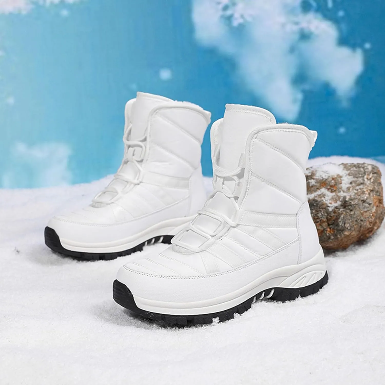 Womens Mens Winter Boots Waterproof Snow Boots Comfortable Ankle Booties Insulated Trekking Trail Climbing Shoes Work Boots