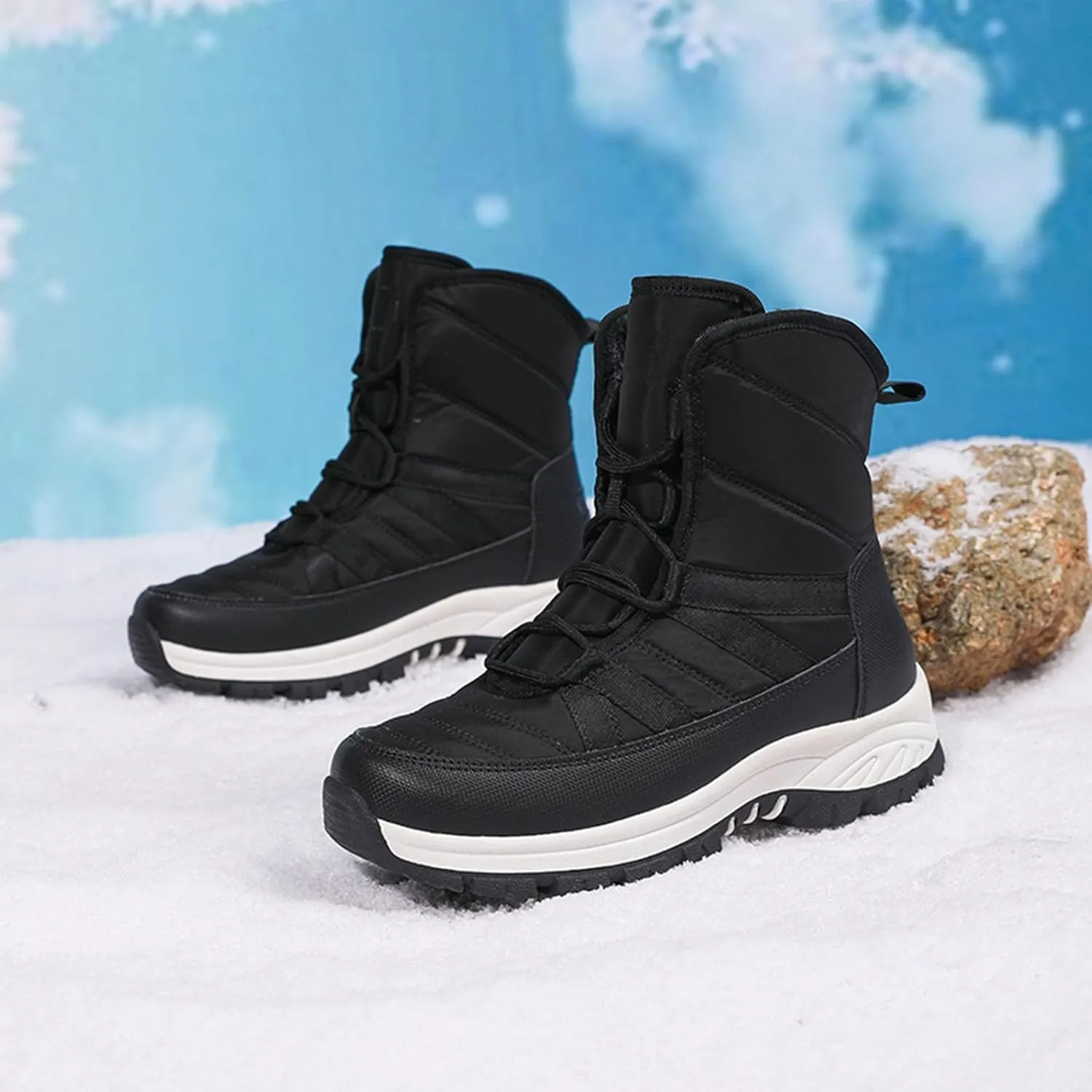 Womens Mens Winter Boots Waterproof Snow Boots Comfortable Ankle Booties Insulated Trekking Trail Climbing Shoes Work Boots