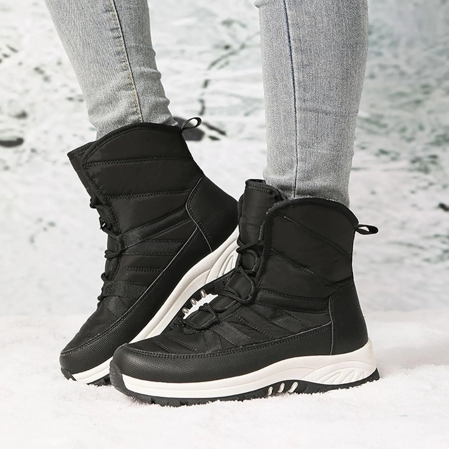 Womens Mens Winter Boots Waterproof Snow Boots Comfortable Ankle Booties Insulated Trekking Trail Climbing Shoes Work Boots