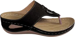 Women's Orthopedic Arch Support Sandals Diabetic Walking Shoes Summer Anti-Slip Breathable Mesh Hollow Wedge Slippers Orthotic Open Toe Casual Comfortable Beach Fashion Flip-Flops