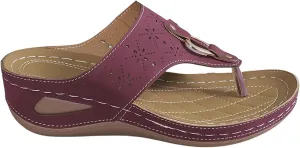 Women's Orthopedic Arch Support Sandals Diabetic Walking Shoes Summer Anti-Slip Breathable Mesh Hollow Wedge Slippers Orthotic Open Toe Casual Comfortable Beach Fashion Flip-Flops