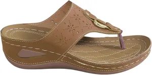 Women's Orthopedic Arch Support Sandals Diabetic Walking Shoes Summer Anti-Slip Breathable Mesh Hollow Wedge Slippers Orthotic Open Toe Casual Comfortable Beach Fashion Flip-Flops