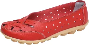 Womens Orthopedic Loafers in Breathable Leather Comfortable Hollow Soft Flats Sandals Summer Casual Slip-On Shoes Cutout Loafer Sole Slide Sports 2025 Comfort Out Round Toe Fashion