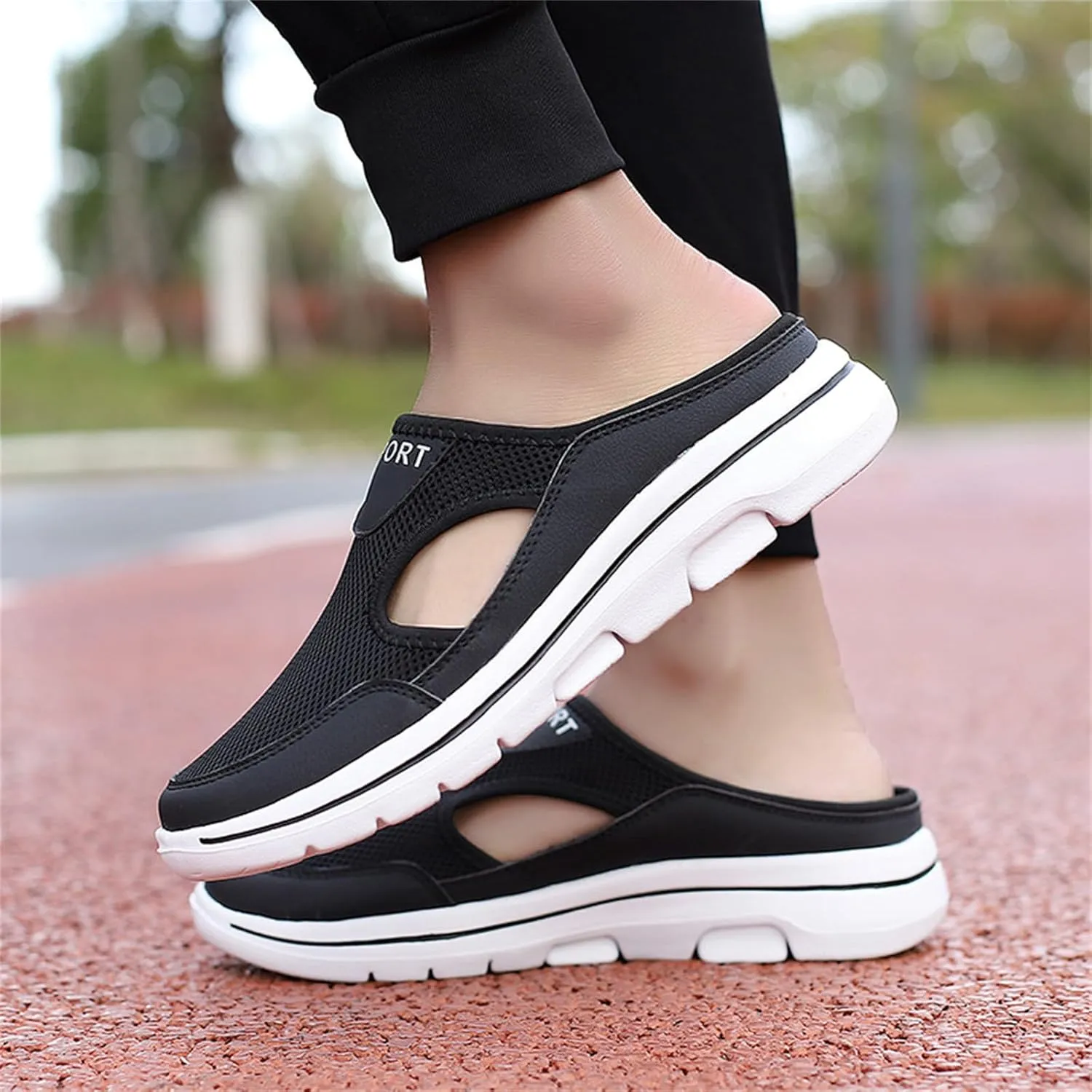 Womens Orthopedic Shoes Slip On Mules Diabetic Breathable Arch Support Wedge Platform Slippers Air Cushion Slip-On Walking Shoes Casual Loafer Sandals