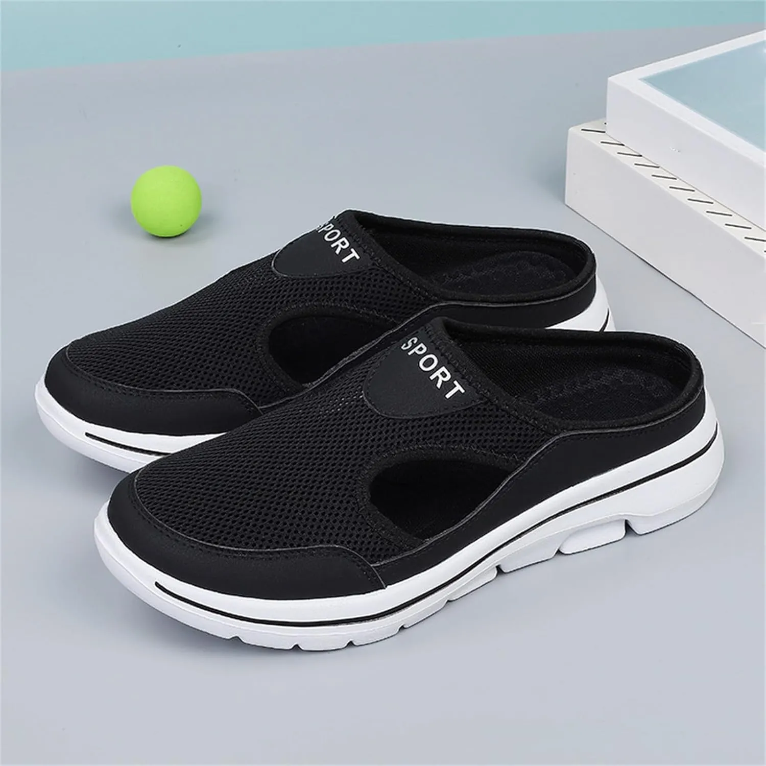 Womens Orthopedic Shoes Slip On Mules Diabetic Breathable Arch Support Wedge Platform Slippers Air Cushion Slip-On Walking Shoes Casual Loafer Sandals
