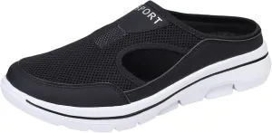 Womens Orthopedic Shoes Slip On Mules Diabetic Breathable Arch Support Wedge Platform Slippers Air Cushion Slip-On Walking Shoes Casual Loafer Sandals