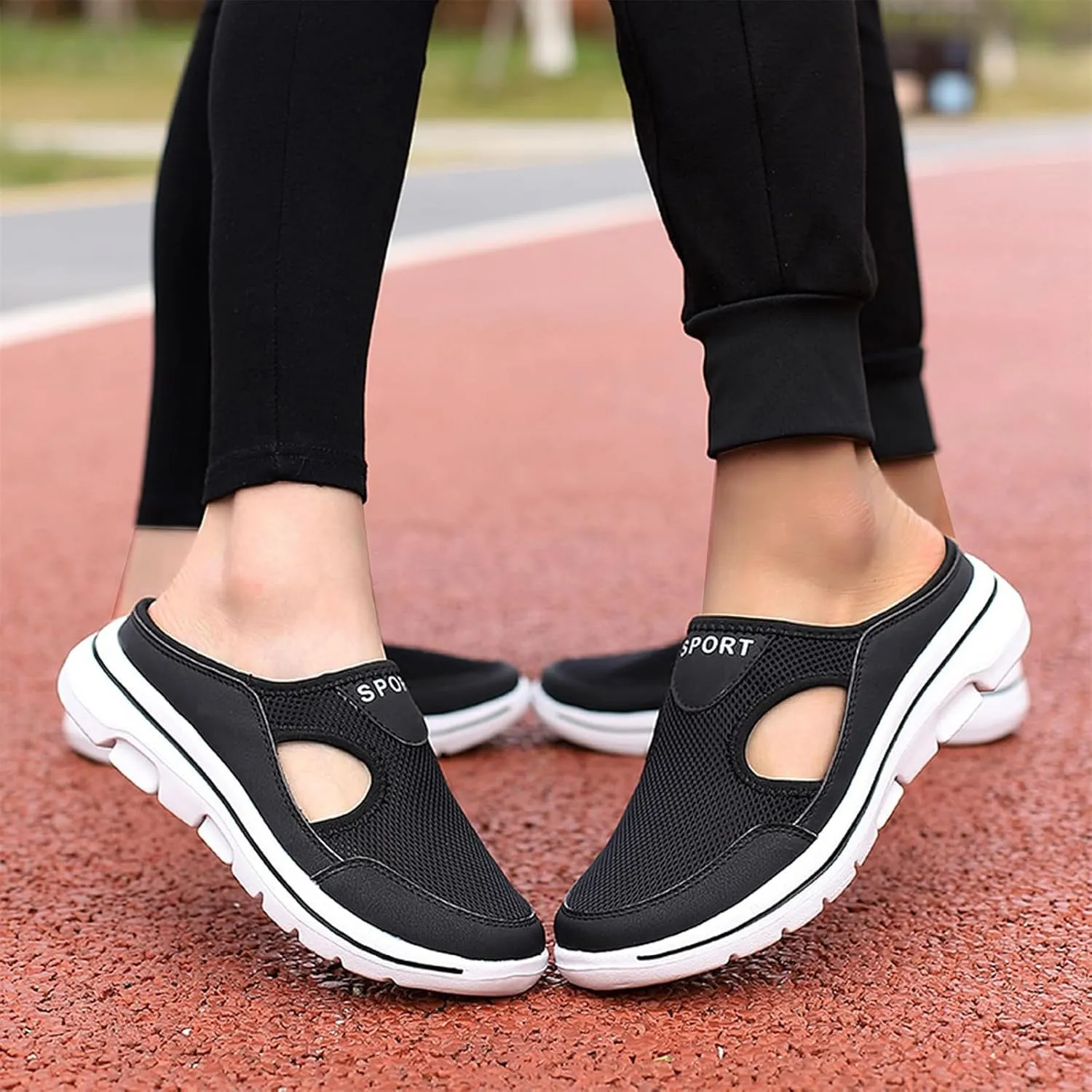 Womens Orthopedic Shoes Slip On Mules Diabetic Breathable Arch Support Wedge Platform Slippers Air Cushion Slip-On Walking Shoes Casual Loafer Sandals