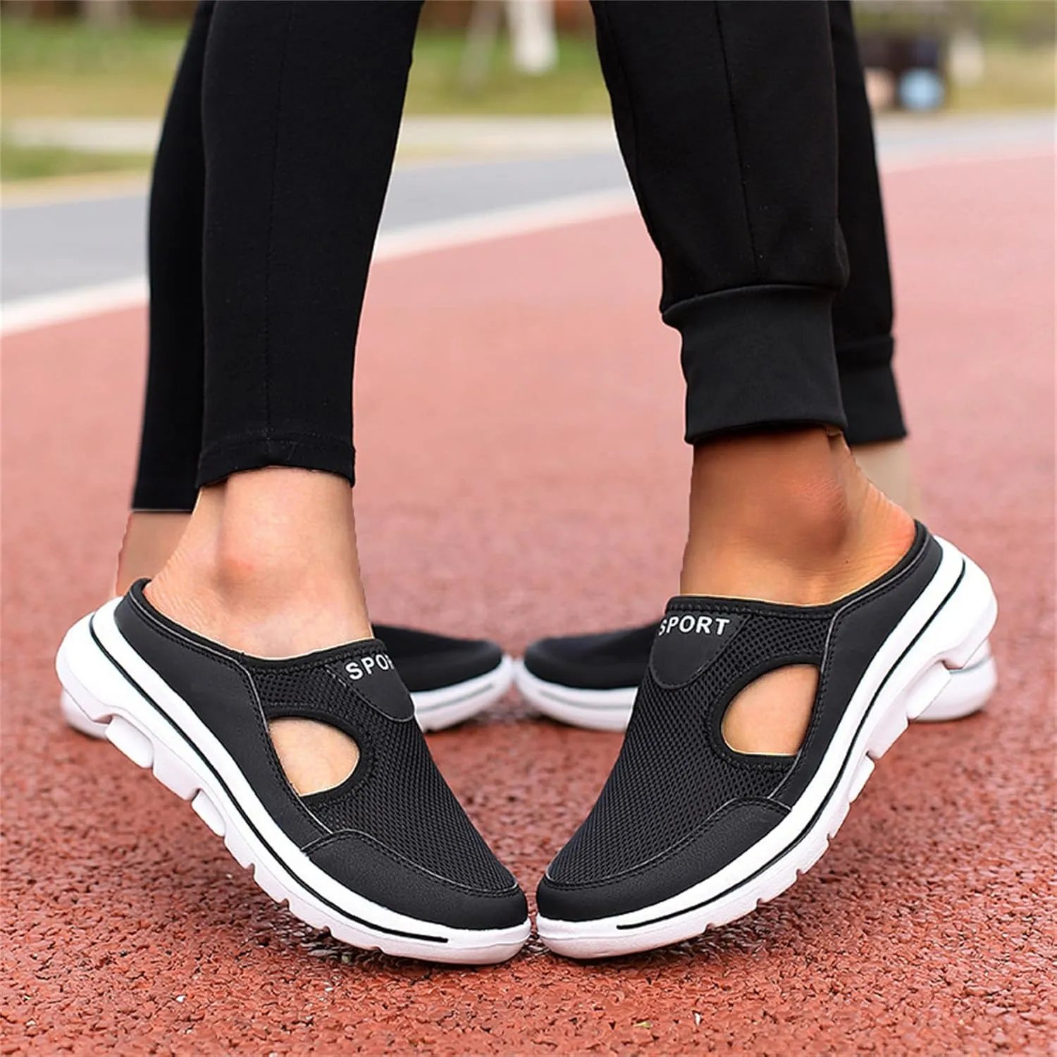 Womens Orthopedic Shoes Slip On Mules Diabetic Breathable Arch Support Wedge Platform Slippers Air Cushion Slip-On Walking Shoes Casual Loafer Sandals