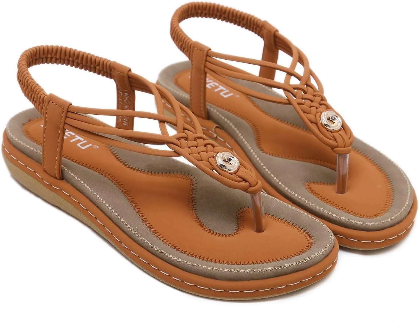 Women's Sandal T-Strap Flat Flats Glitter Thong Flip Flops Elastic Ankle Strap Dress Shoes Summer Open Toe Sandal