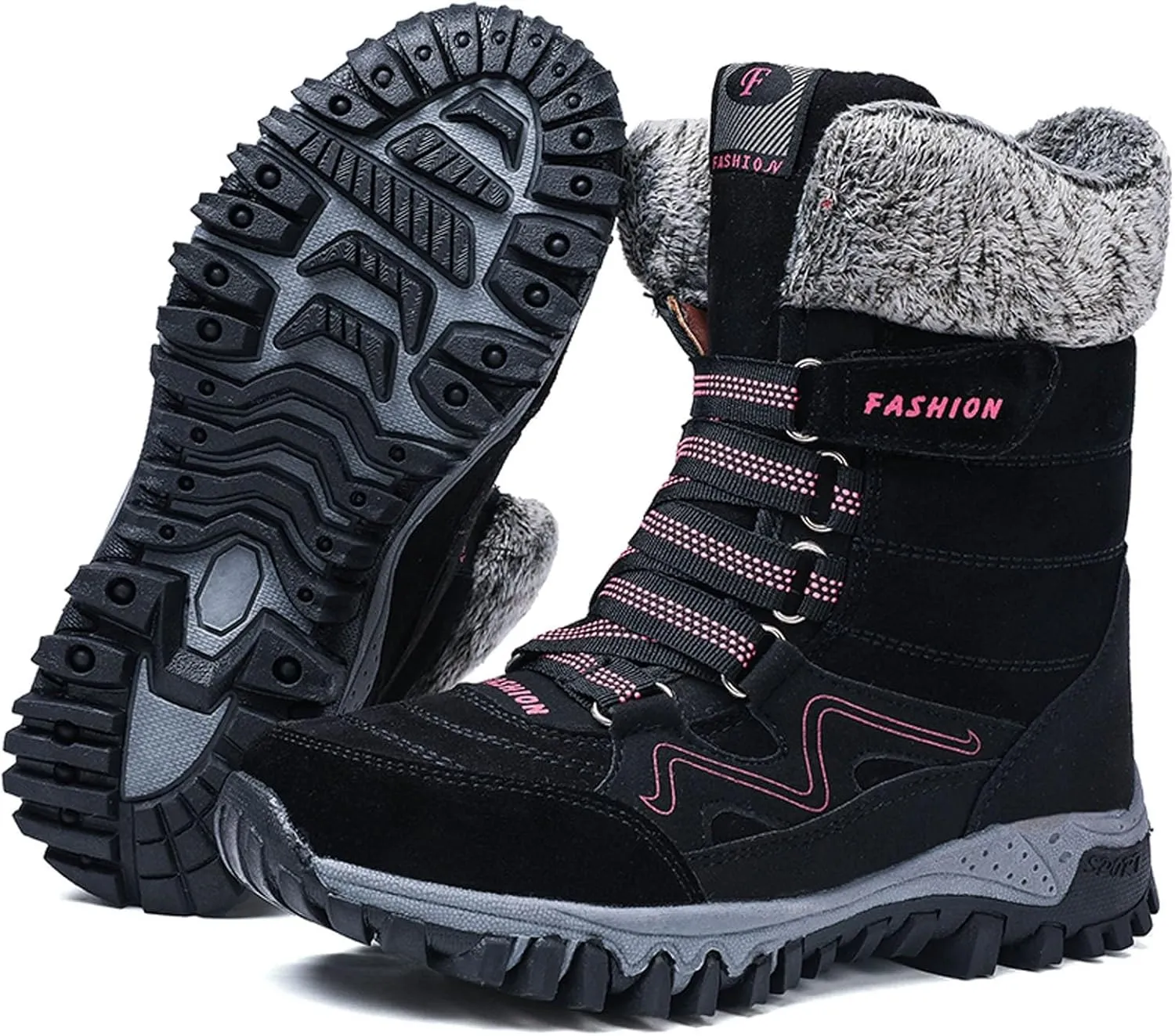 Womens Snow Boots Waterproof Winter Boots Outdoor Hiking Ankle Boot With Fur Lined Non Slip Warm Boots