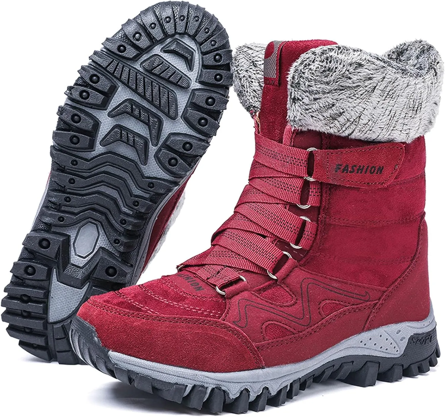 Womens Snow Boots Waterproof Winter Boots Outdoor Hiking Ankle Boot With Fur Lined Non Slip Warm Boots