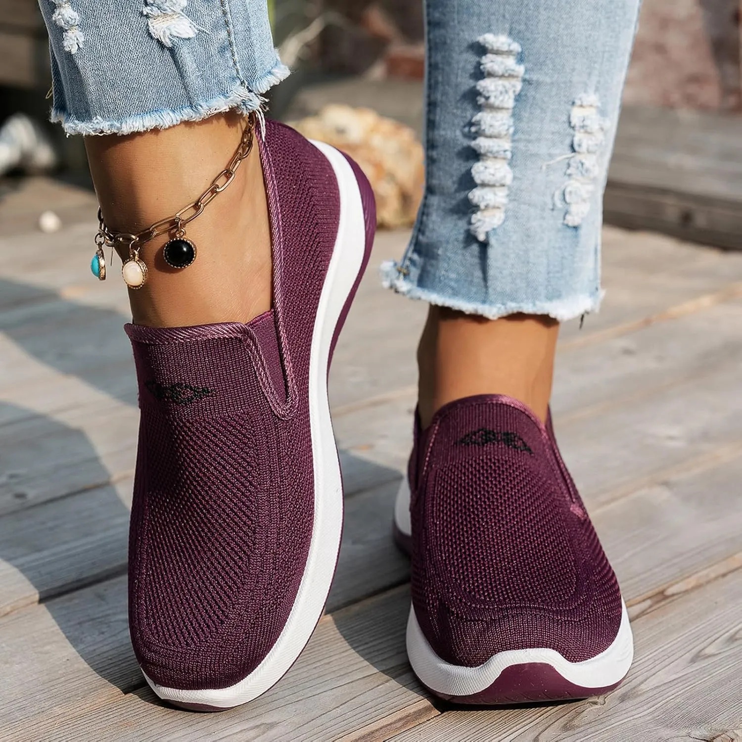 Women's Walking Shoes Slip On Comfort Orthopedic Breathable Go Walking Mesh Athletic Running Sneakers Shoes