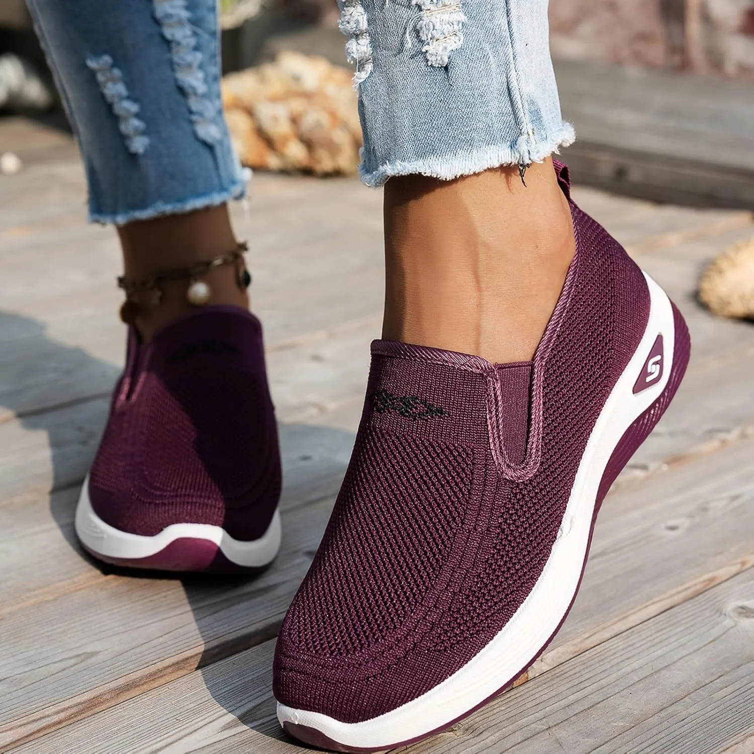 Women's Walking Shoes Slip On Comfort Orthopedic Breathable Go Walking Mesh Athletic Running Sneakers Shoes